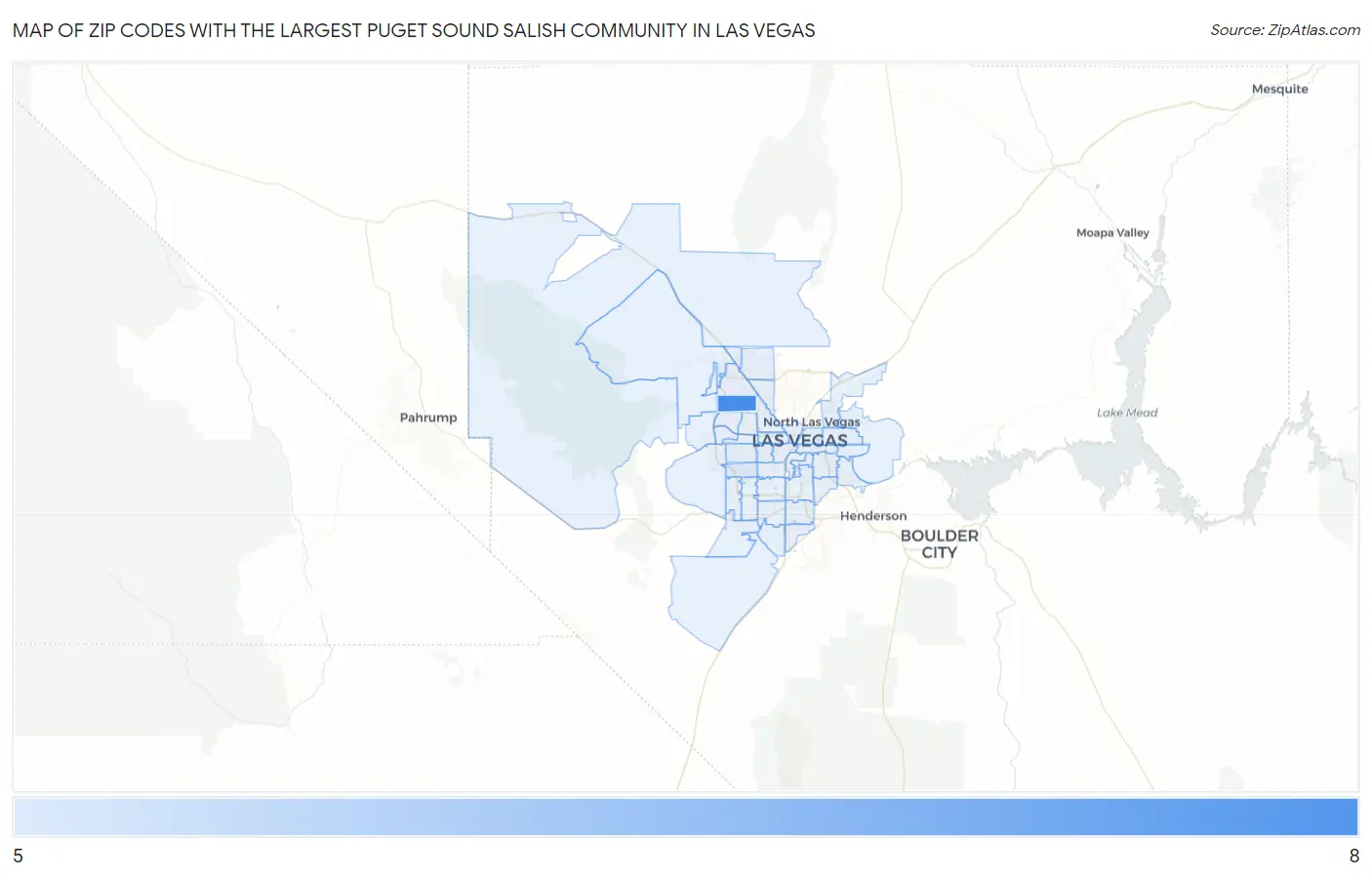 Zip Codes with the Largest Puget Sound Salish Community in Las Vegas Map