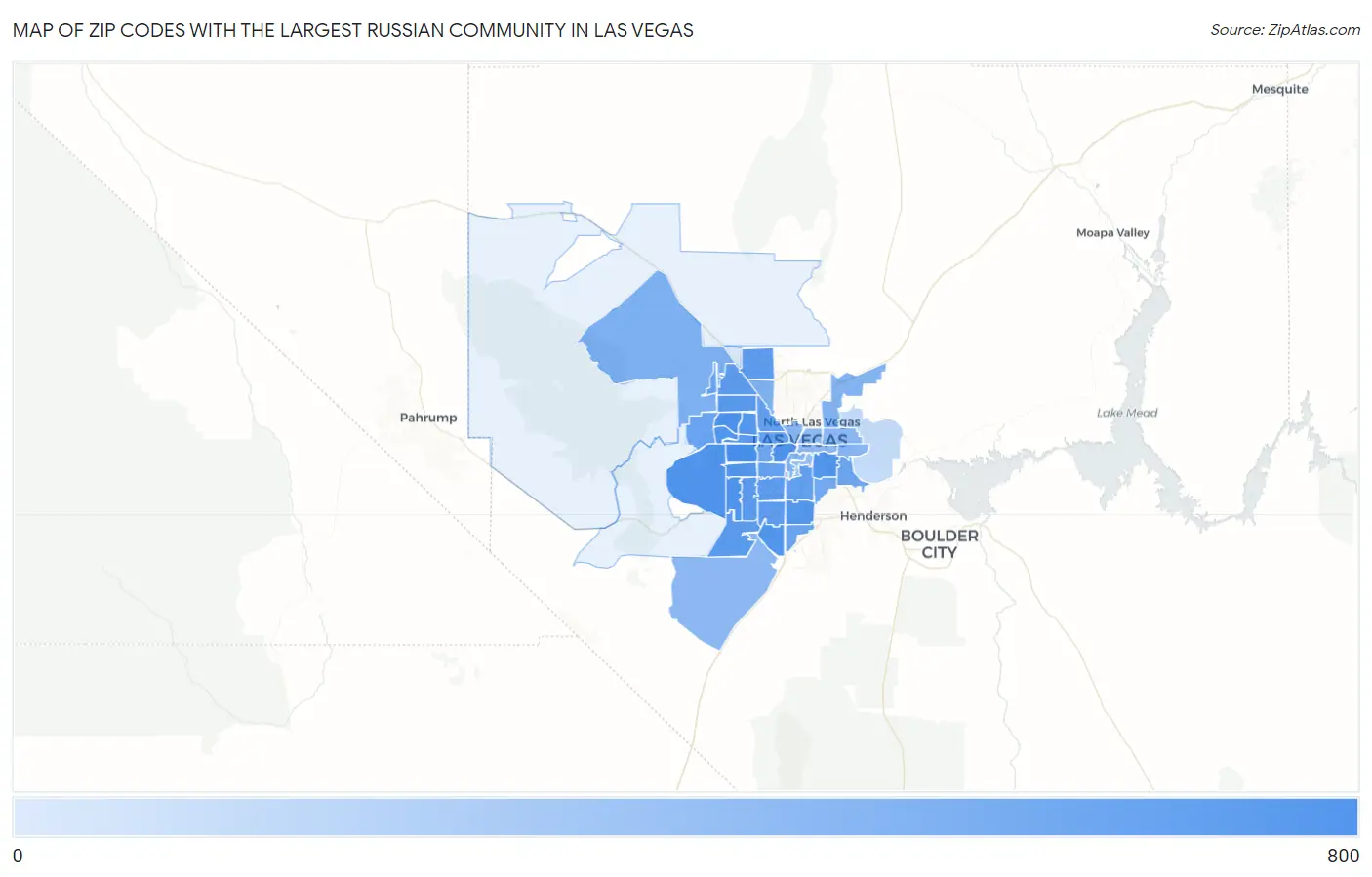 Zip Codes with the Largest Russian Community in Las Vegas Map