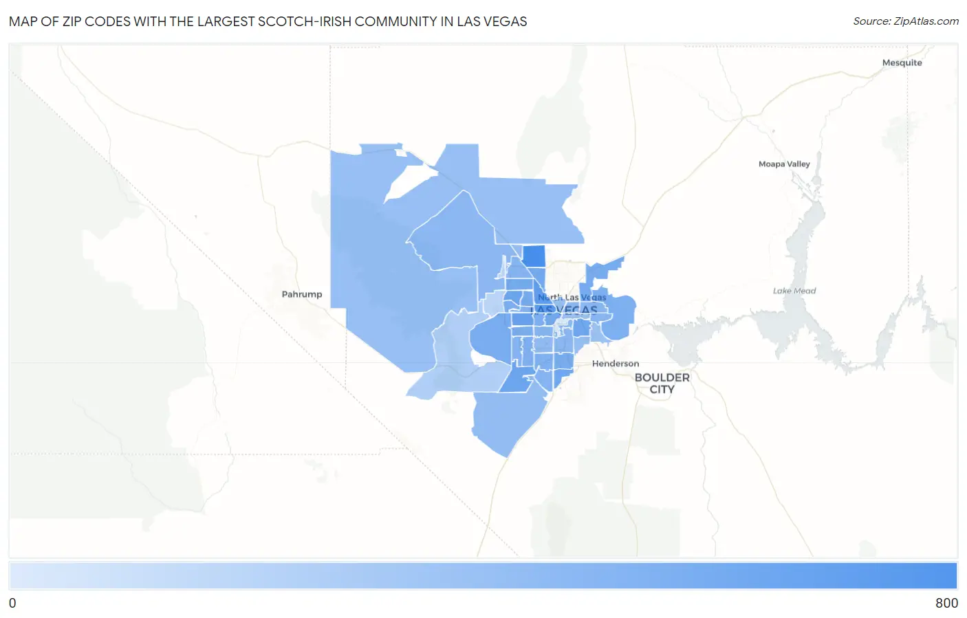 Zip Codes with the Largest Scotch-Irish Community in Las Vegas Map