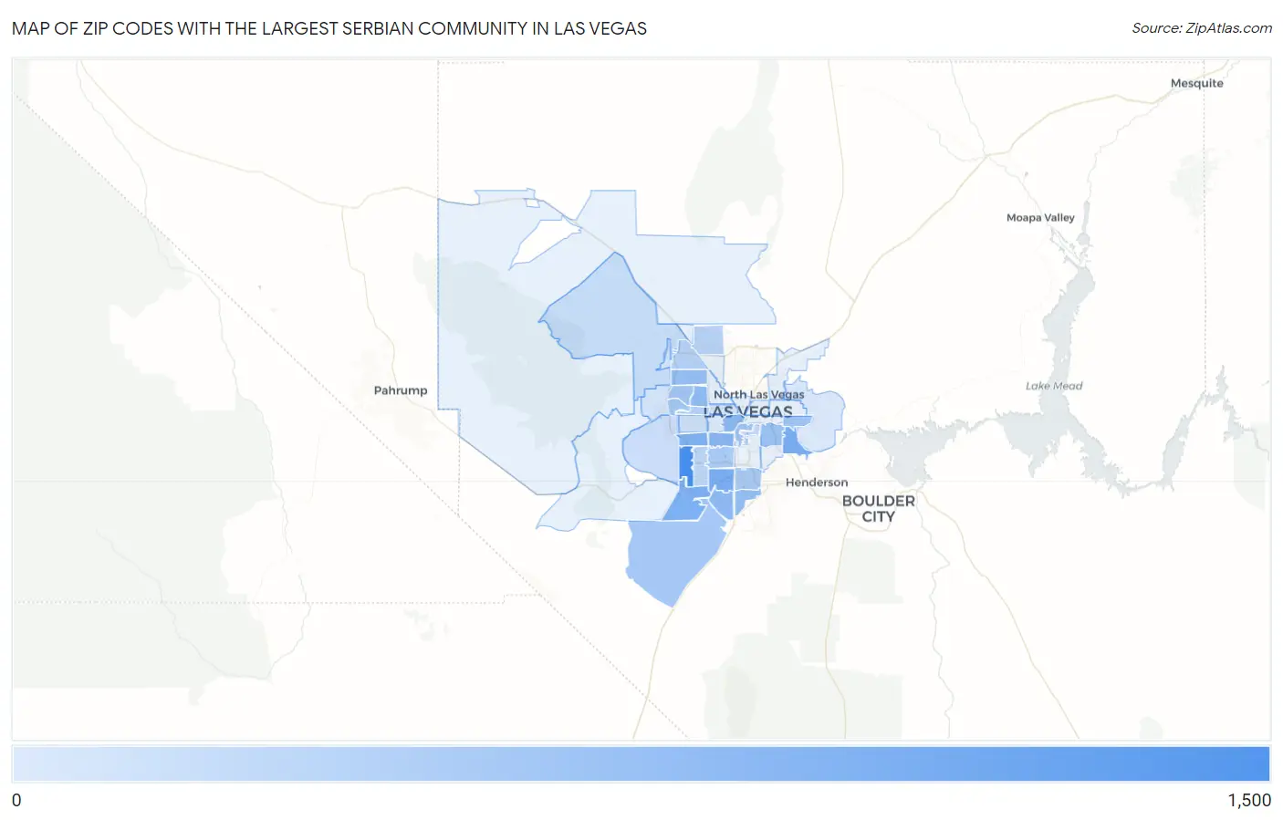 Zip Codes with the Largest Serbian Community in Las Vegas Map