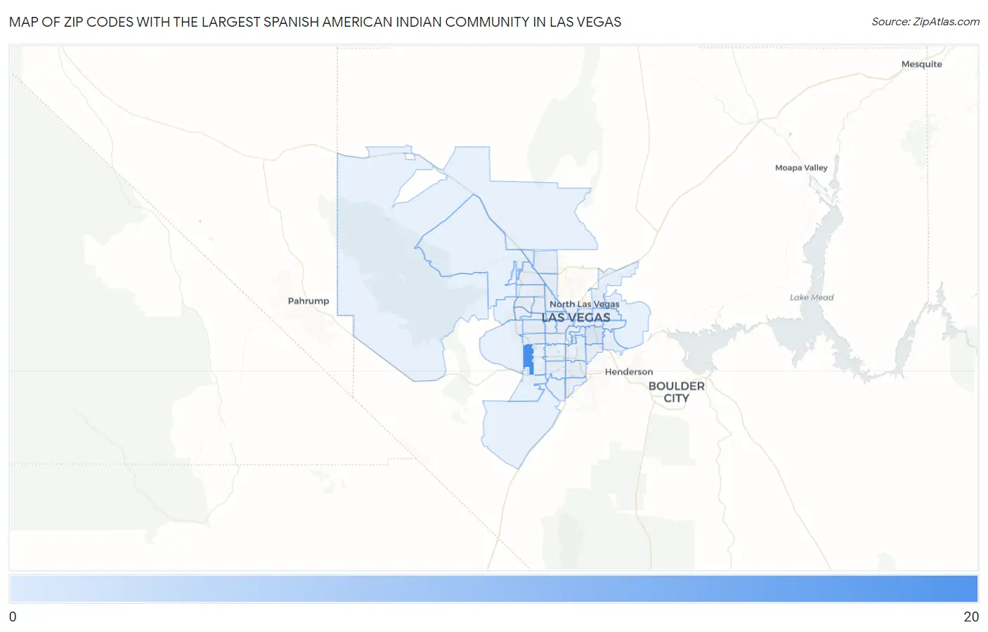 Zip Codes with the Largest Spanish American Indian Community in Las Vegas Map