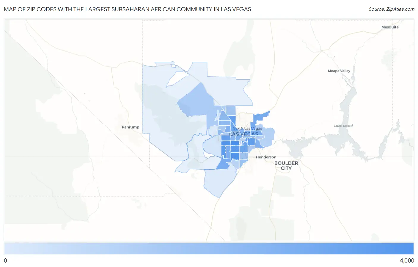 Zip Codes with the Largest Subsaharan African Community in Las Vegas Map