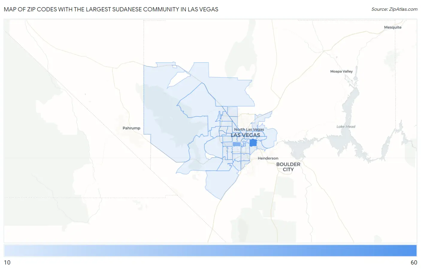 Zip Codes with the Largest Sudanese Community in Las Vegas Map