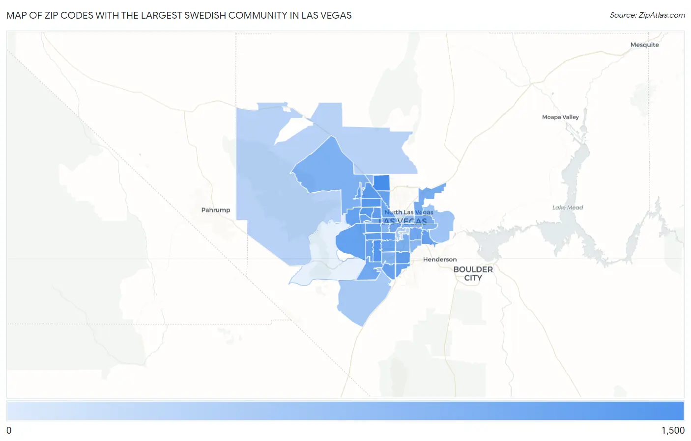 Zip Codes with the Largest Swedish Community in Las Vegas Map