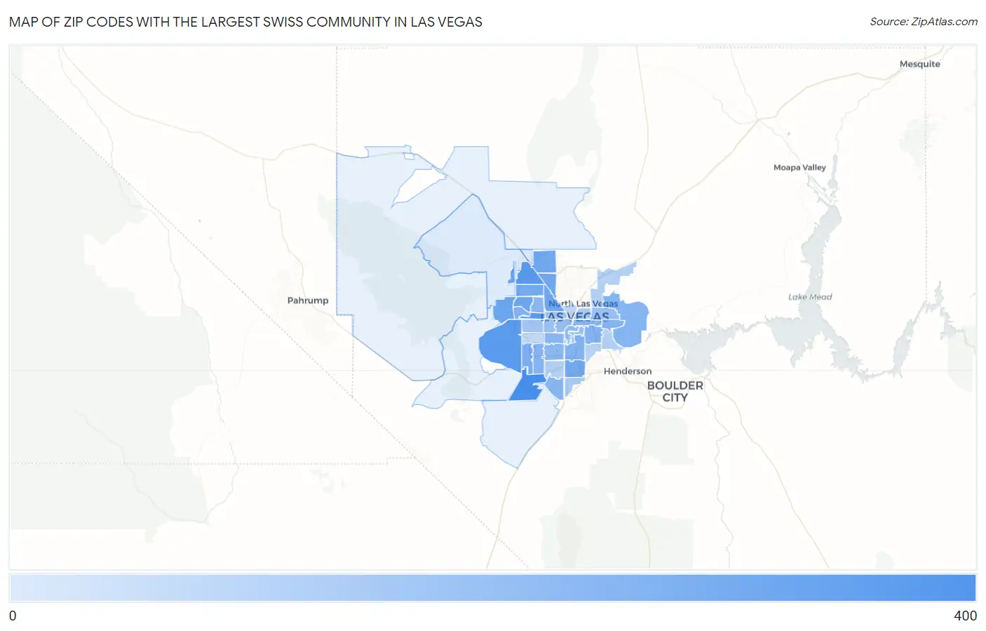 Zip Codes with the Largest Swiss Community in Las Vegas Map