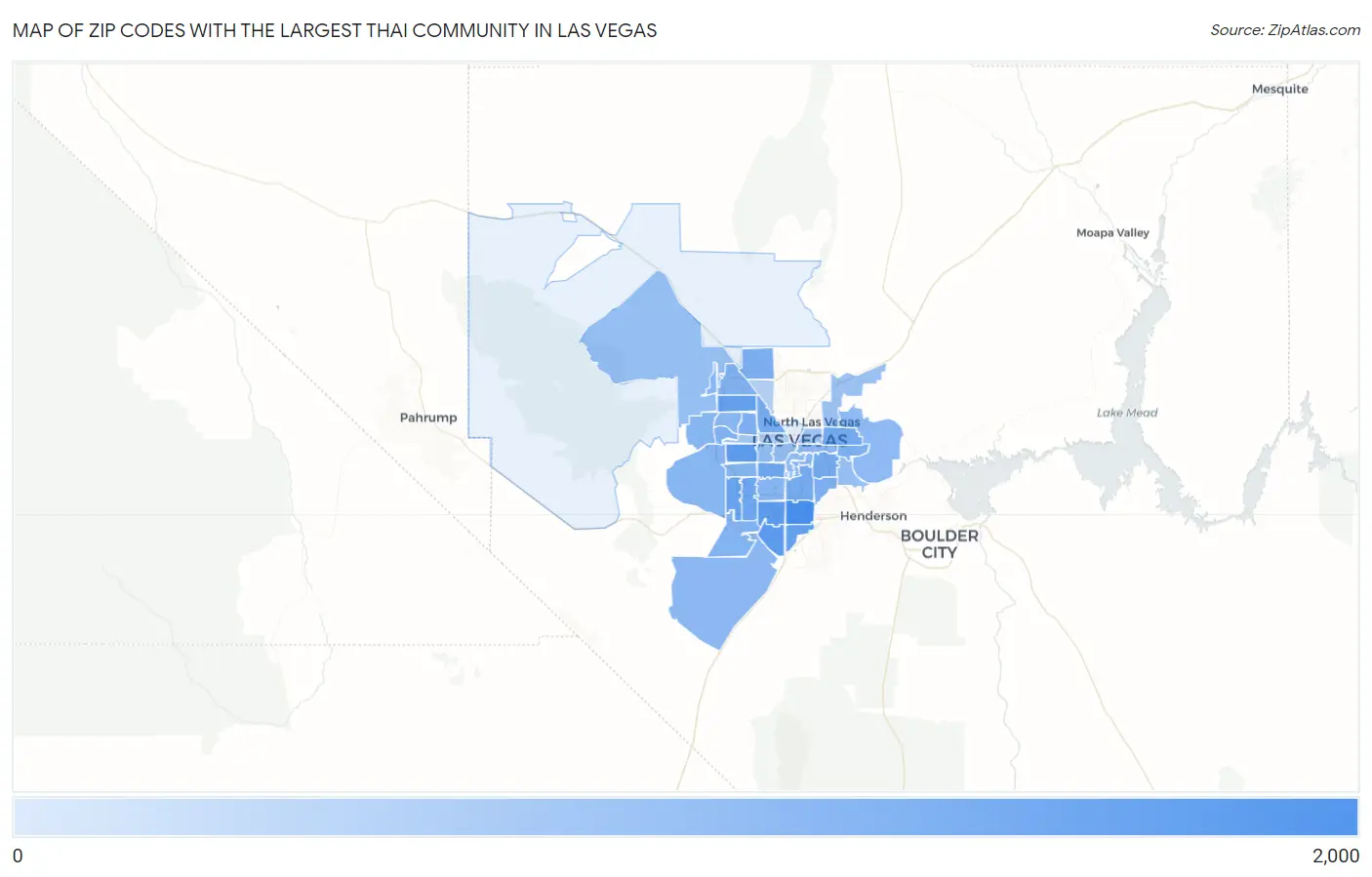 Zip Codes with the Largest Thai Community in Las Vegas Map