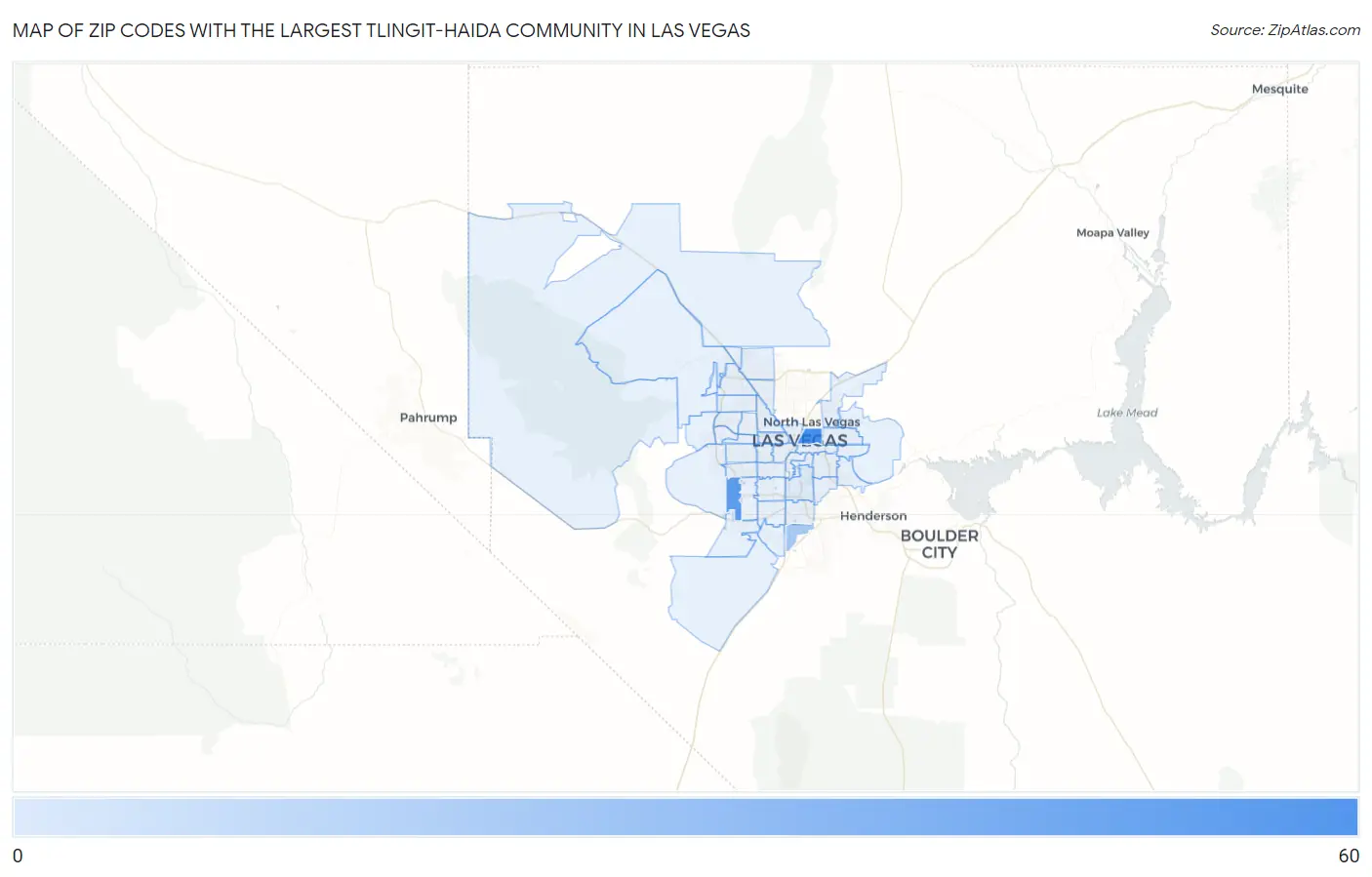 Zip Codes with the Largest Tlingit-Haida Community in Las Vegas Map