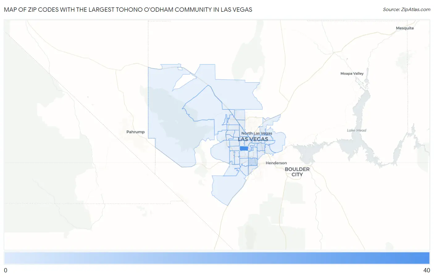 Zip Codes with the Largest Tohono O'Odham Community in Las Vegas Map