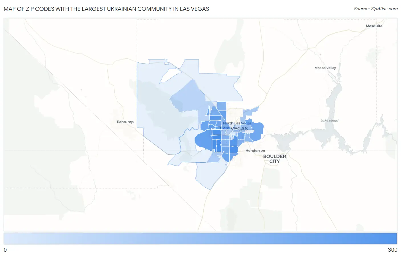 Zip Codes with the Largest Ukrainian Community in Las Vegas Map