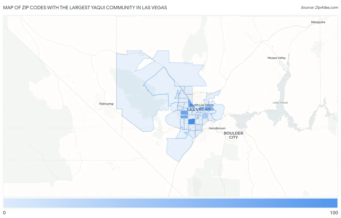 Zip Codes with the Largest Yaqui Community in Las Vegas Map