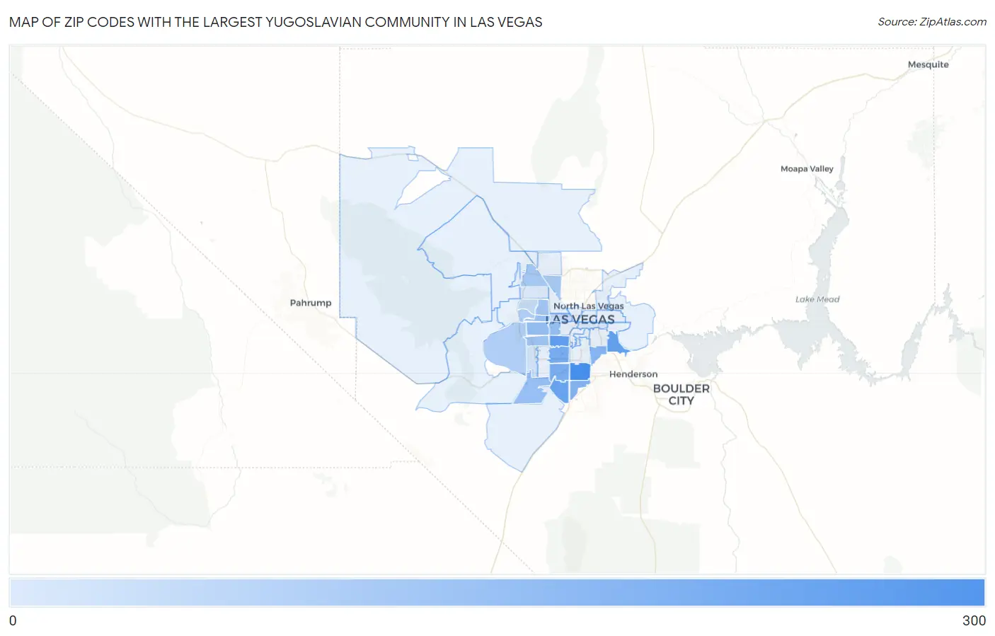 Zip Codes with the Largest Yugoslavian Community in Las Vegas Map