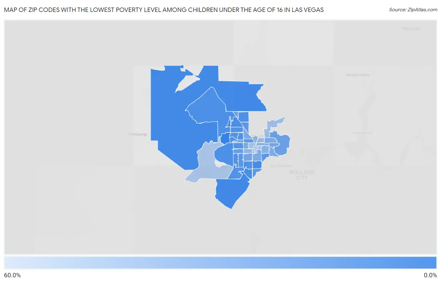 Zip Codes with the Lowest Poverty Level Among Children Under the Age of 16 in Las Vegas Map