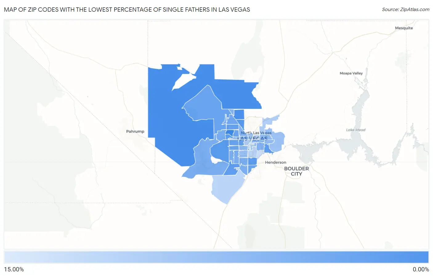 Zip Codes with the Lowest Percentage of Single Fathers in Las Vegas Map