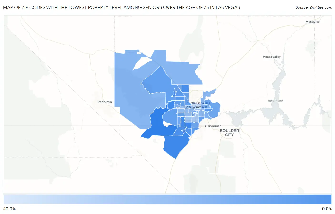 Zip Codes with the Lowest Poverty Level Among Seniors Over the Age of 75 in Las Vegas Map
