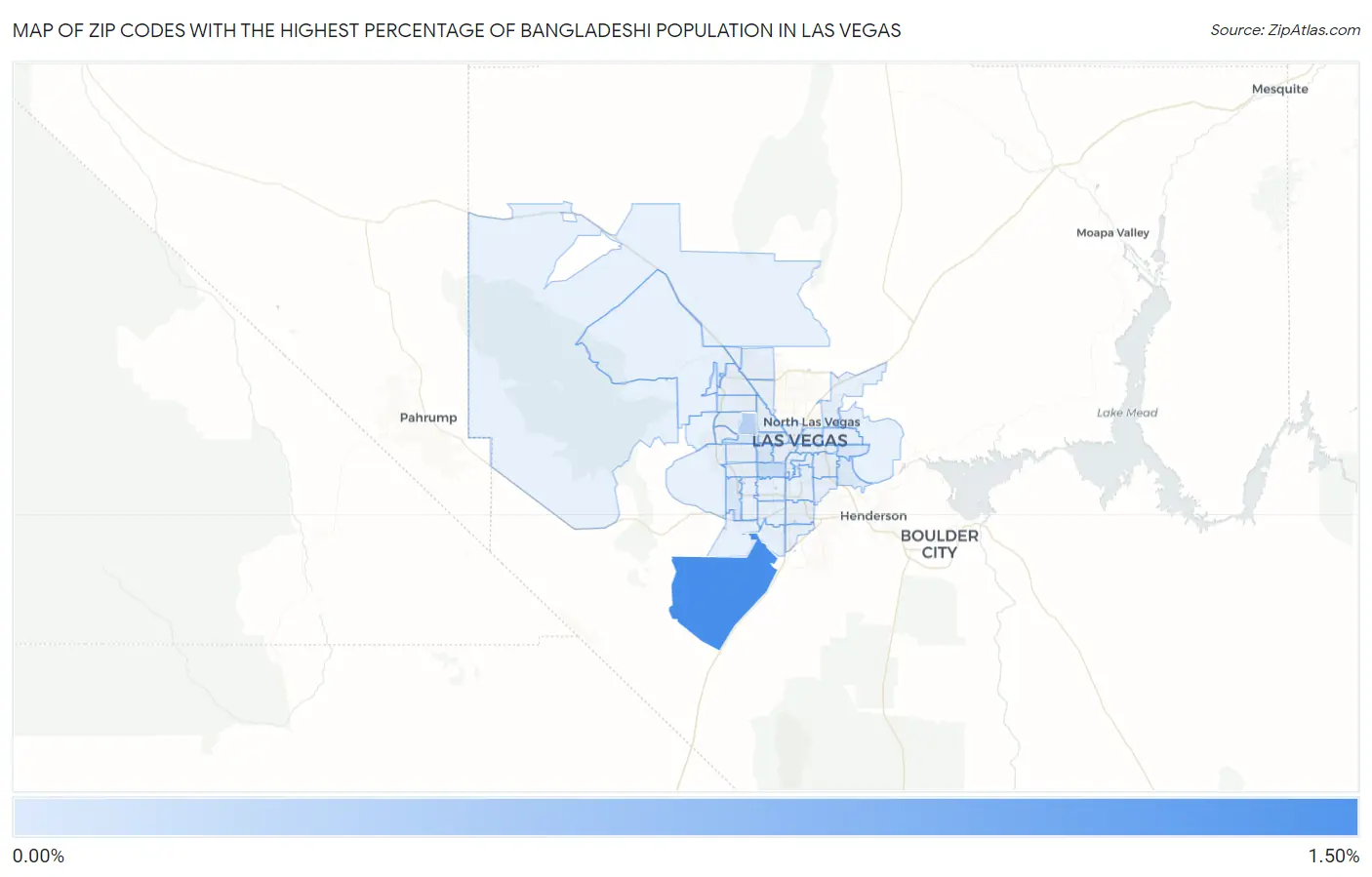 Zip Codes with the Highest Percentage of Bangladeshi Population in Las Vegas Map