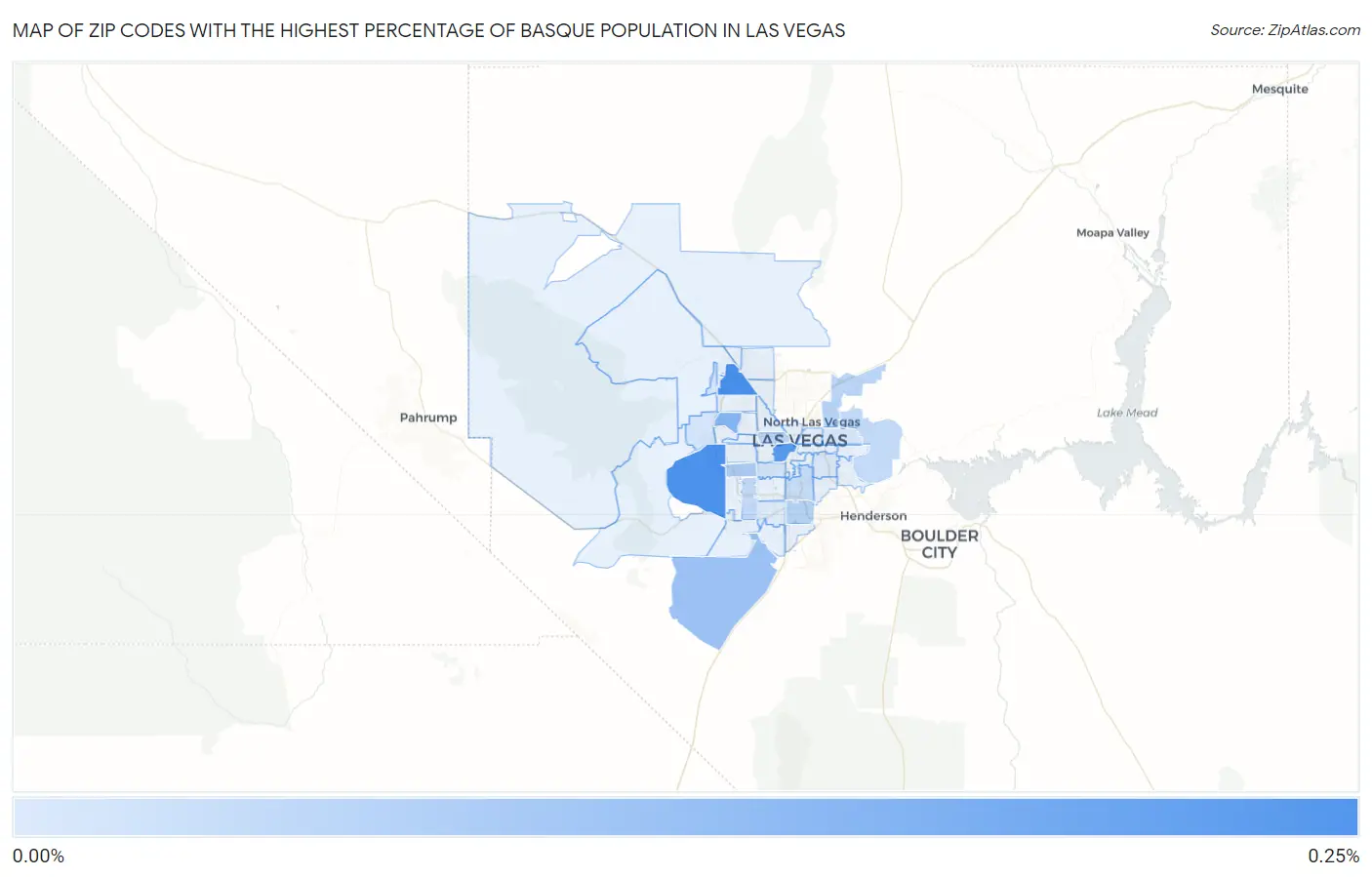 Zip Codes with the Highest Percentage of Basque Population in Las Vegas Map