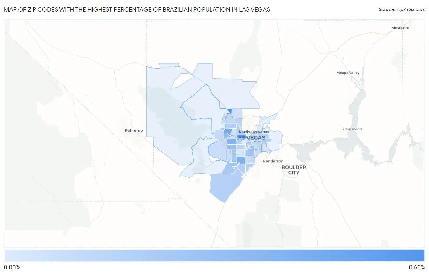 Zip Codes with the Highest Percentage of Brazilian Population in Las Vegas Map