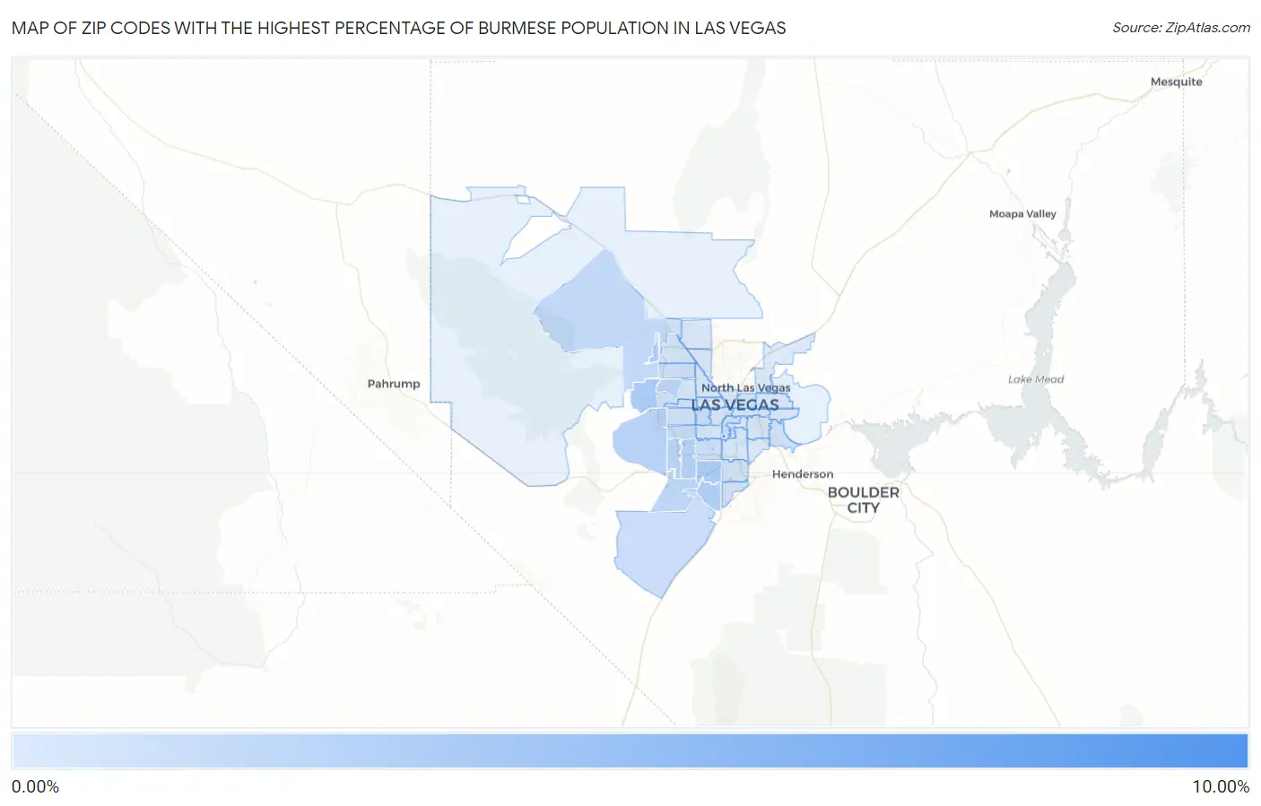 Zip Codes with the Highest Percentage of Burmese Population in Las Vegas Map