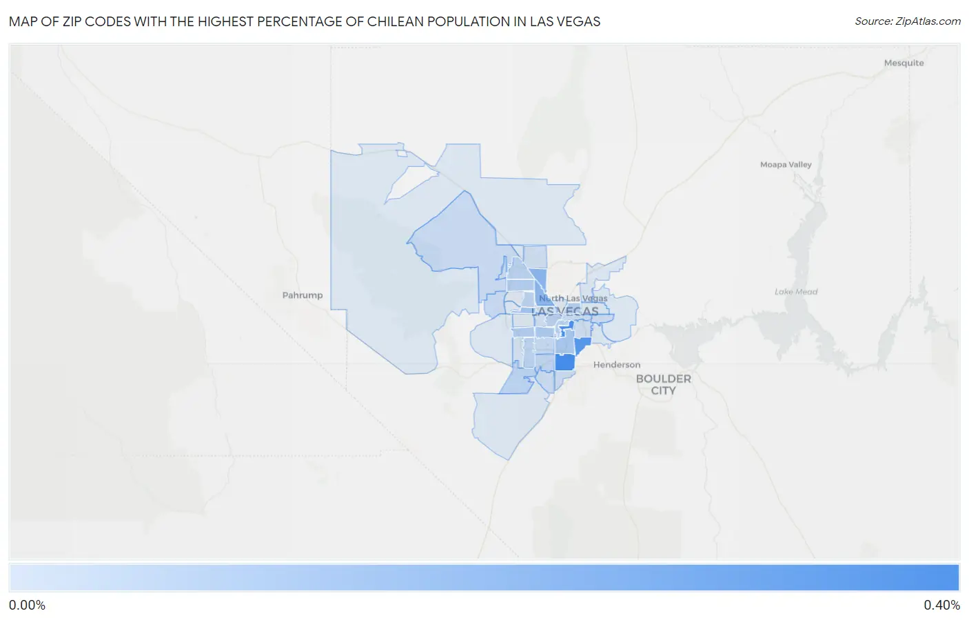 Zip Codes with the Highest Percentage of Chilean Population in Las Vegas Map