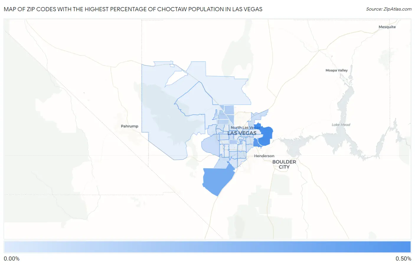 Zip Codes with the Highest Percentage of Choctaw Population in Las Vegas Map