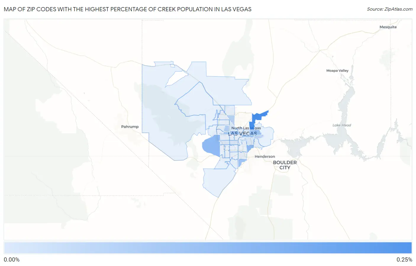 Zip Codes with the Highest Percentage of Creek Population in Las Vegas Map