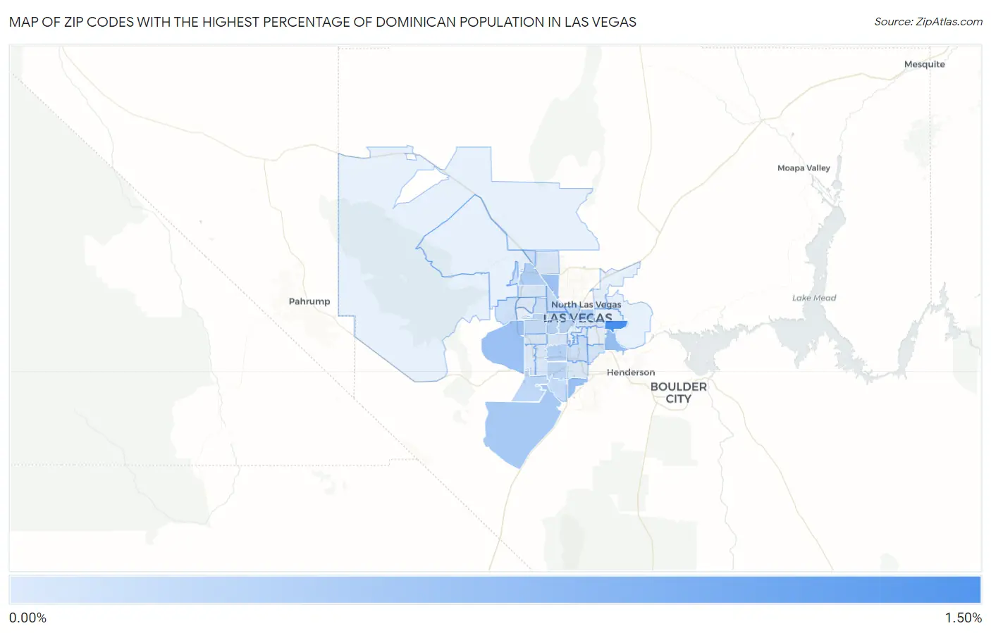 Zip Codes with the Highest Percentage of Dominican Population in Las Vegas Map
