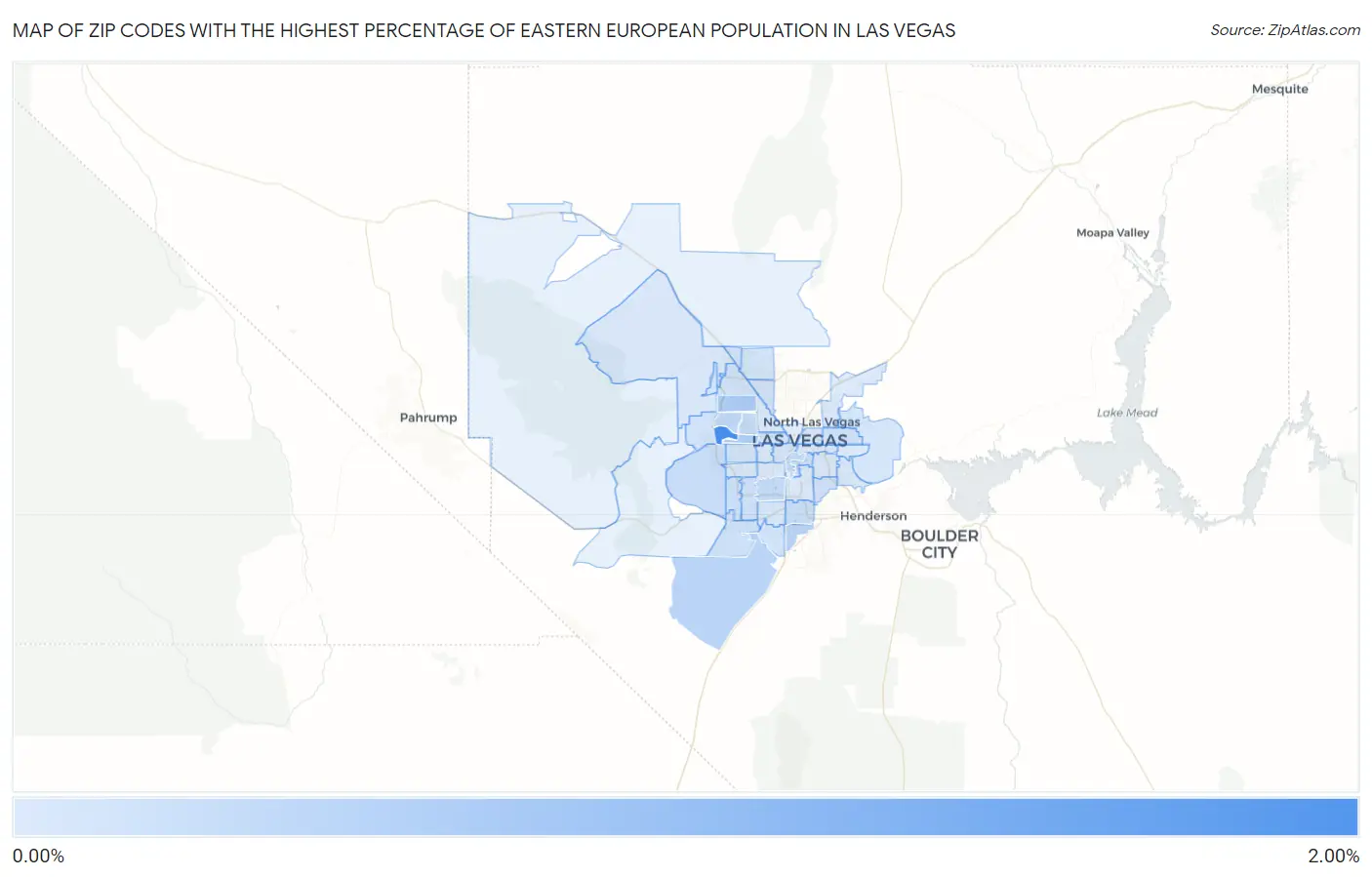 Zip Codes with the Highest Percentage of Eastern European Population in Las Vegas Map
