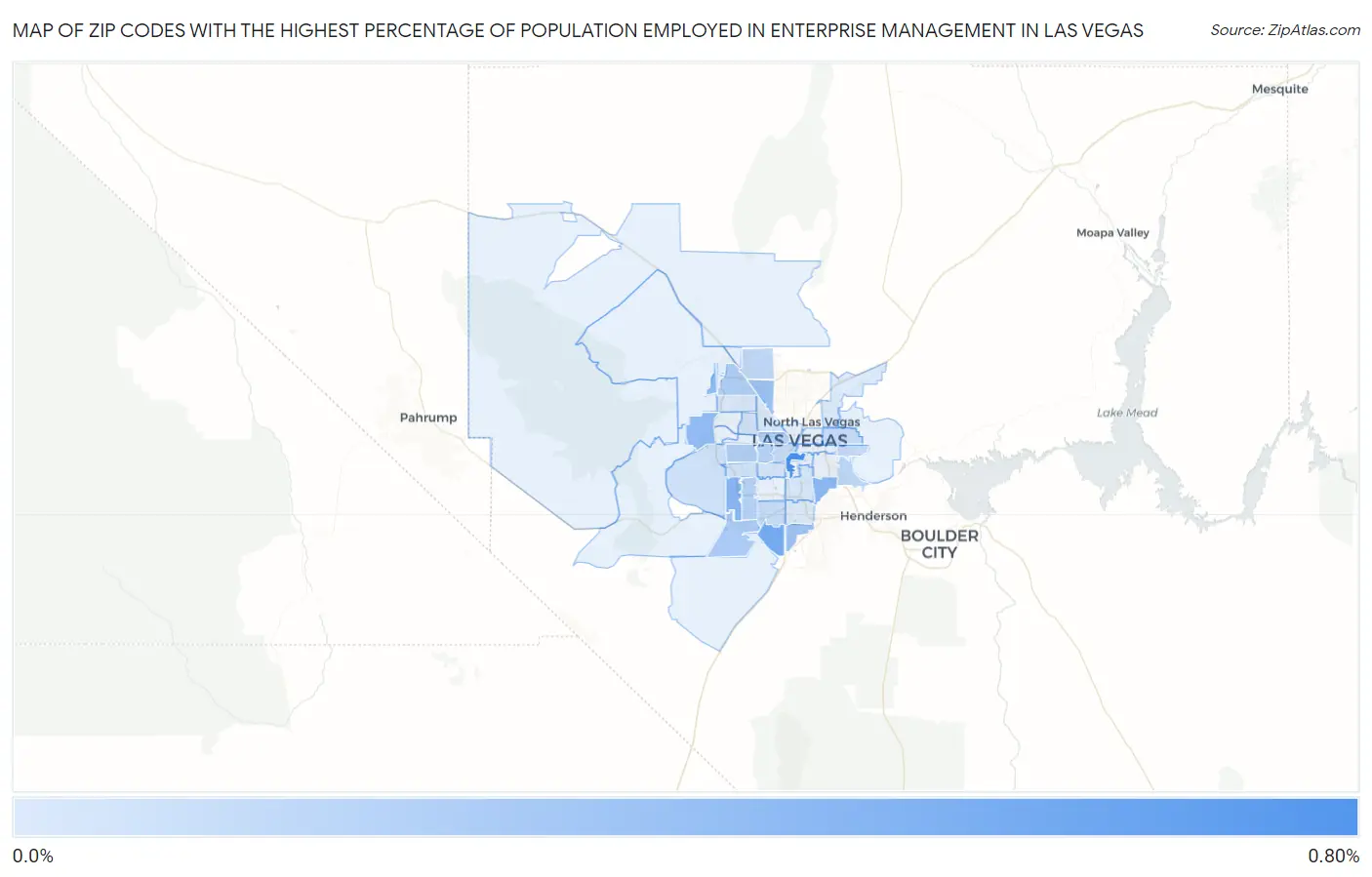 Zip Codes with the Highest Percentage of Population Employed in Enterprise Management in Las Vegas Map
