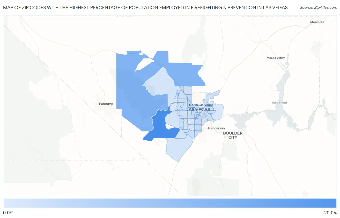 Zip Codes with the Highest Percentage of Population Employed in Firefighting & Prevention in Las Vegas Map