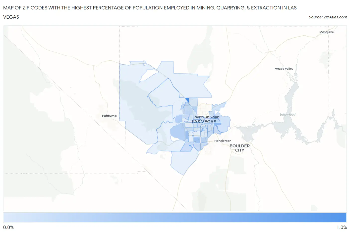 Zip Codes with the Highest Percentage of Population Employed in Mining, Quarrying, & Extraction in Las Vegas Map