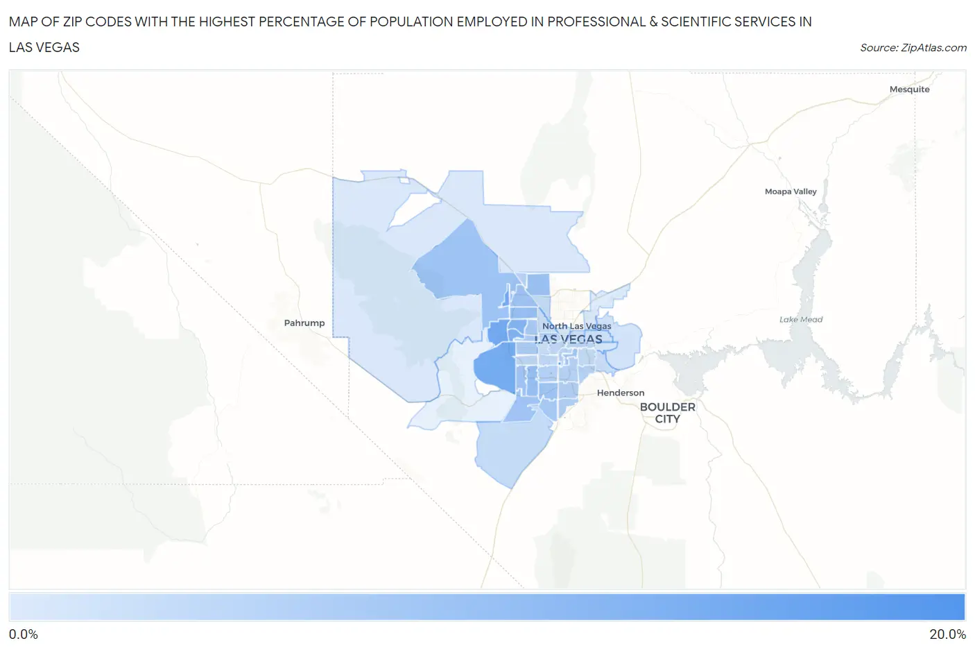 Zip Codes with the Highest Percentage of Population Employed in Professional & Scientific Services in Las Vegas Map
