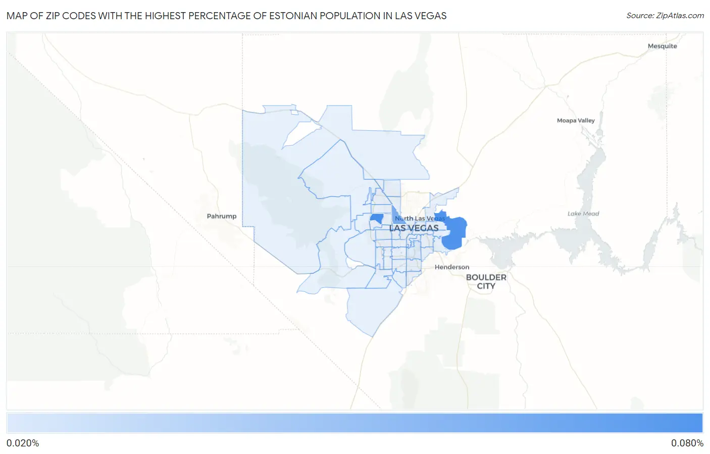 Zip Codes with the Highest Percentage of Estonian Population in Las Vegas Map