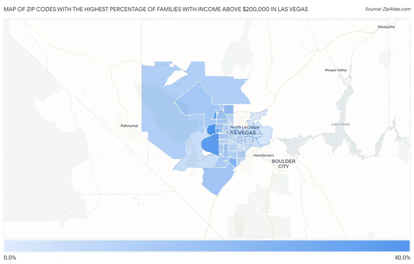 Zip Codes with the Highest Percentage of Families with Income Above $200,000 in Las Vegas Map