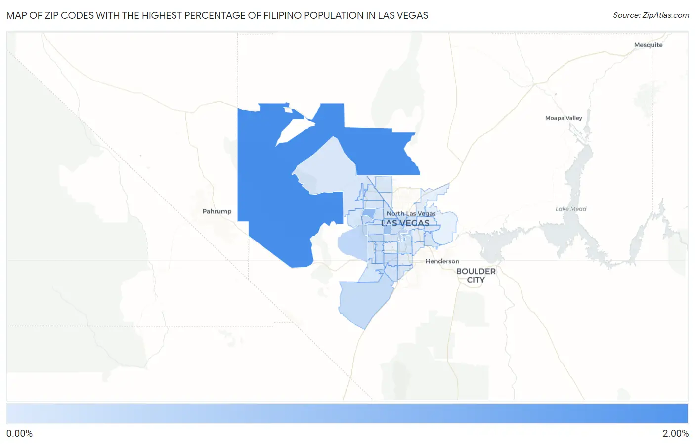 Zip Codes with the Highest Percentage of Filipino Population in Las Vegas Map