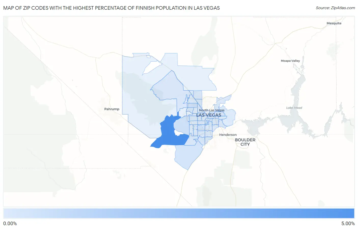 Zip Codes with the Highest Percentage of Finnish Population in Las Vegas Map