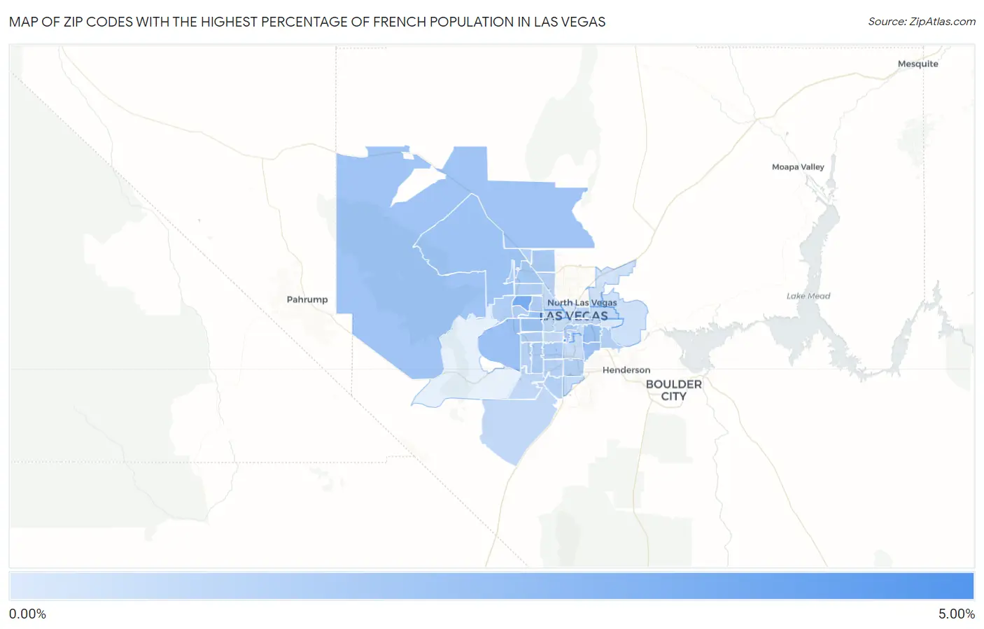 Zip Codes with the Highest Percentage of French Population in Las Vegas Map