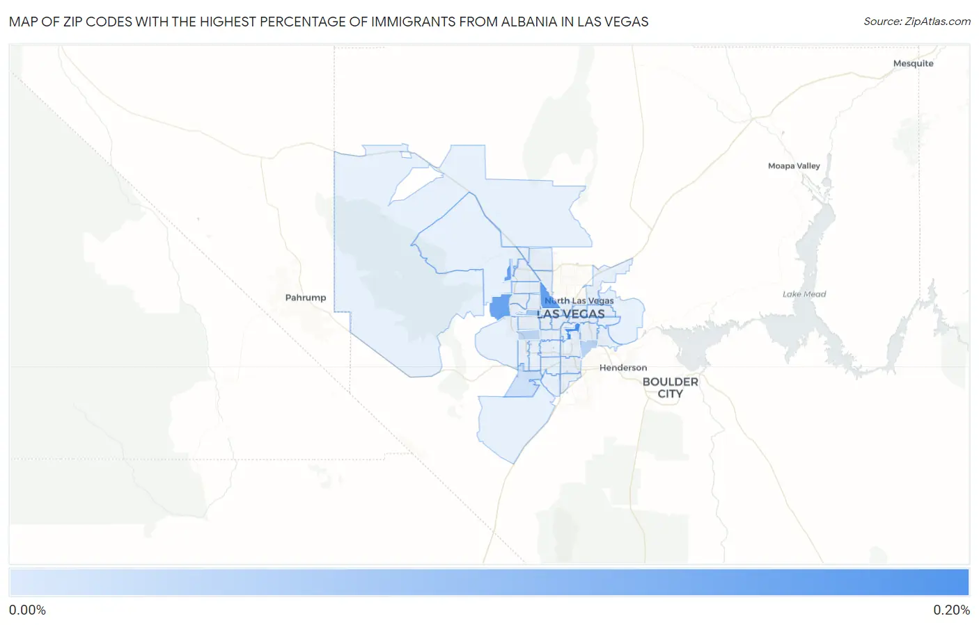 Zip Codes with the Highest Percentage of Immigrants from Albania in Las Vegas Map