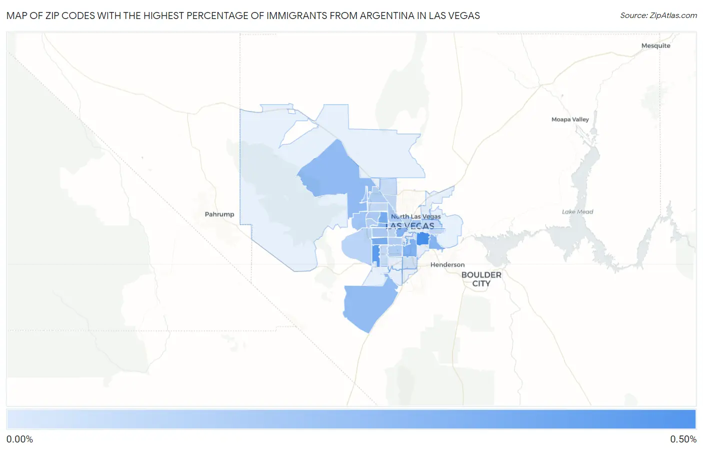 Zip Codes with the Highest Percentage of Immigrants from Argentina in Las Vegas Map