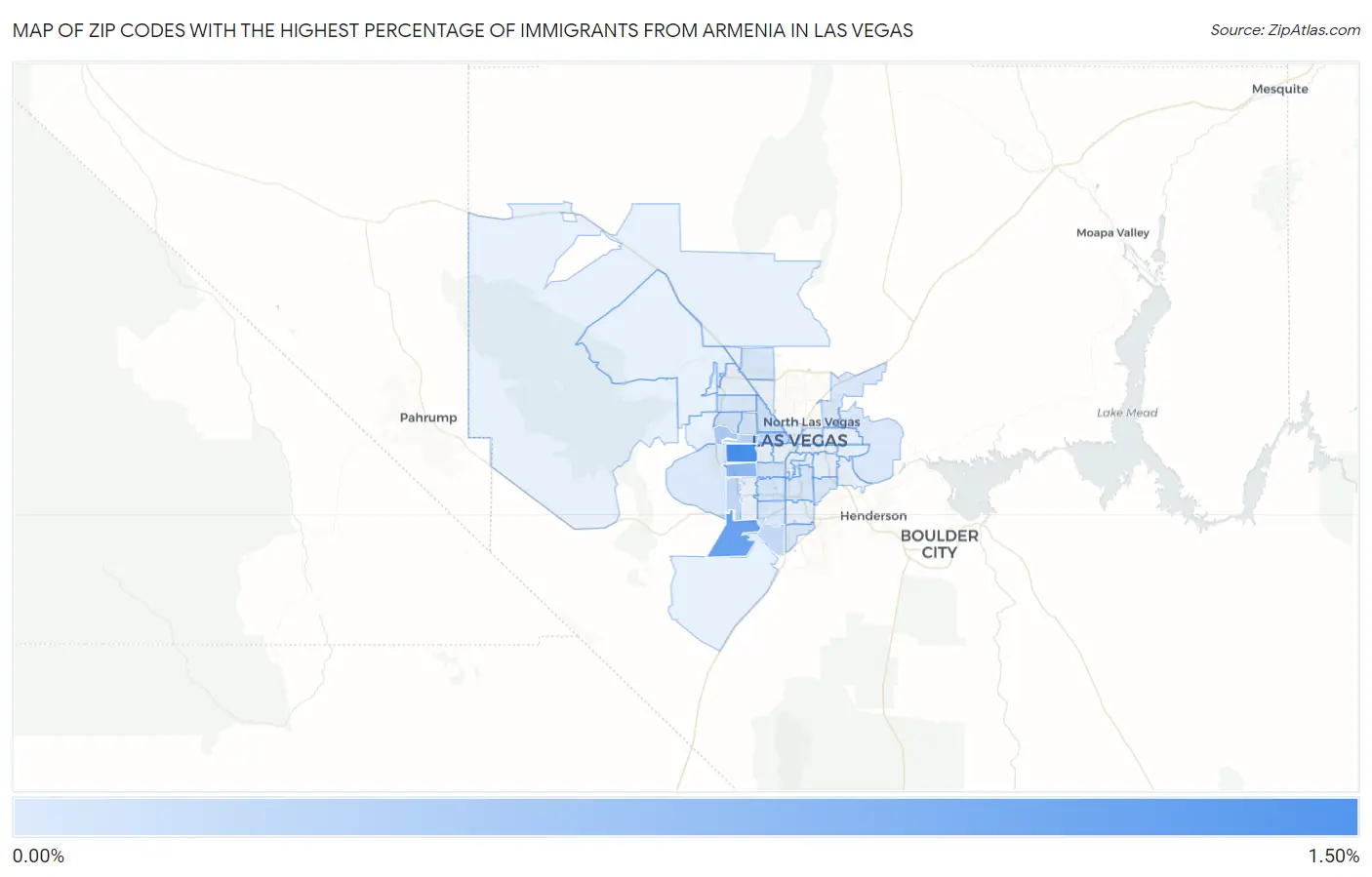 Zip Codes with the Highest Percentage of Immigrants from Armenia in Las Vegas Map