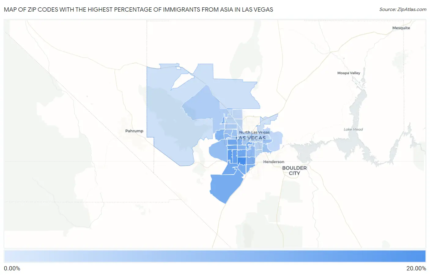 Zip Codes with the Highest Percentage of Immigrants from Asia in Las Vegas Map
