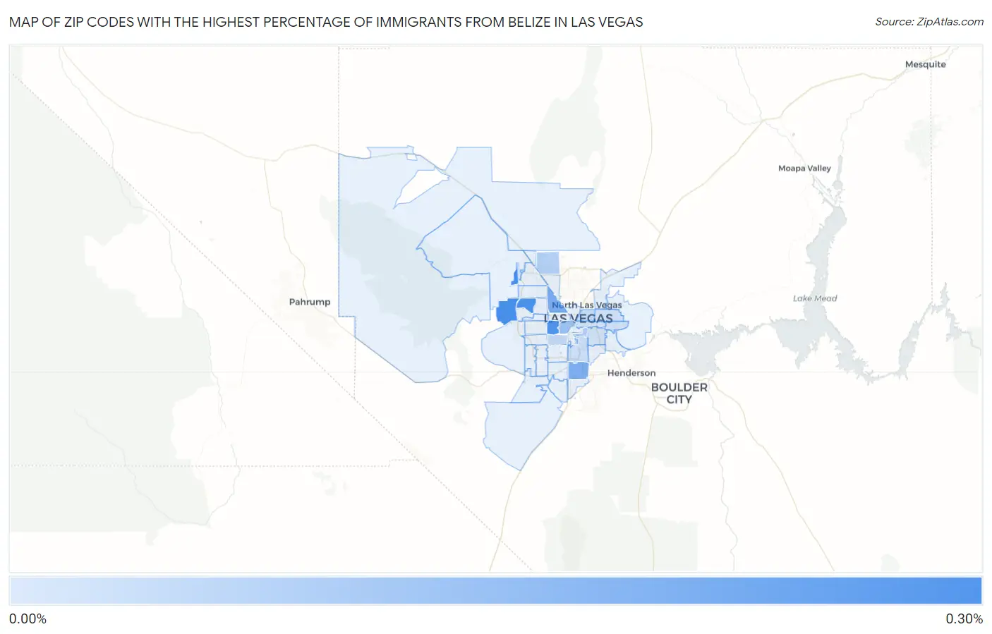 Zip Codes with the Highest Percentage of Immigrants from Belize in Las Vegas Map