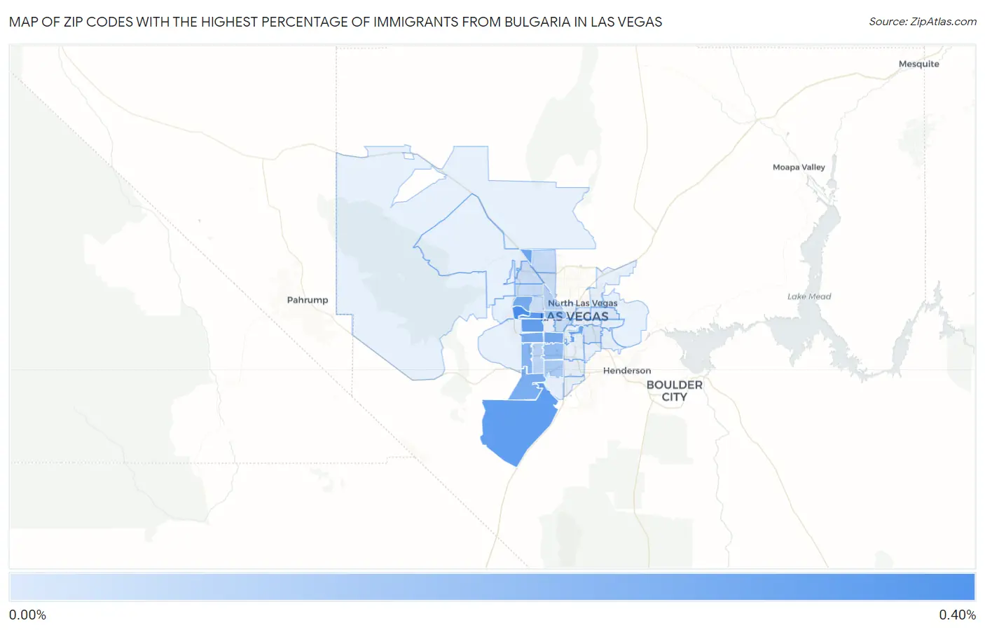 Zip Codes with the Highest Percentage of Immigrants from Bulgaria in Las Vegas Map