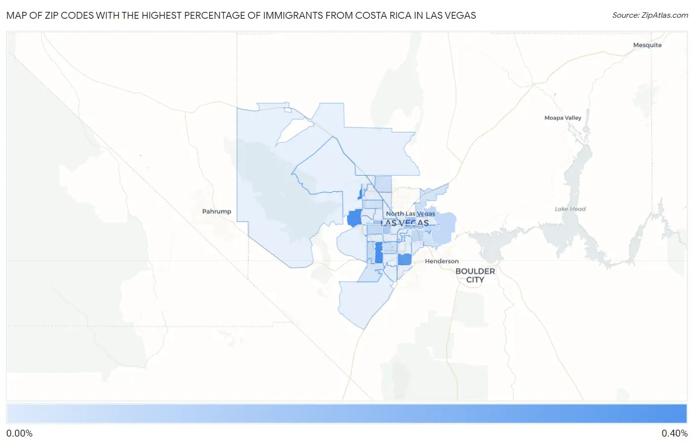 Zip Codes with the Highest Percentage of Immigrants from Costa Rica in Las Vegas Map