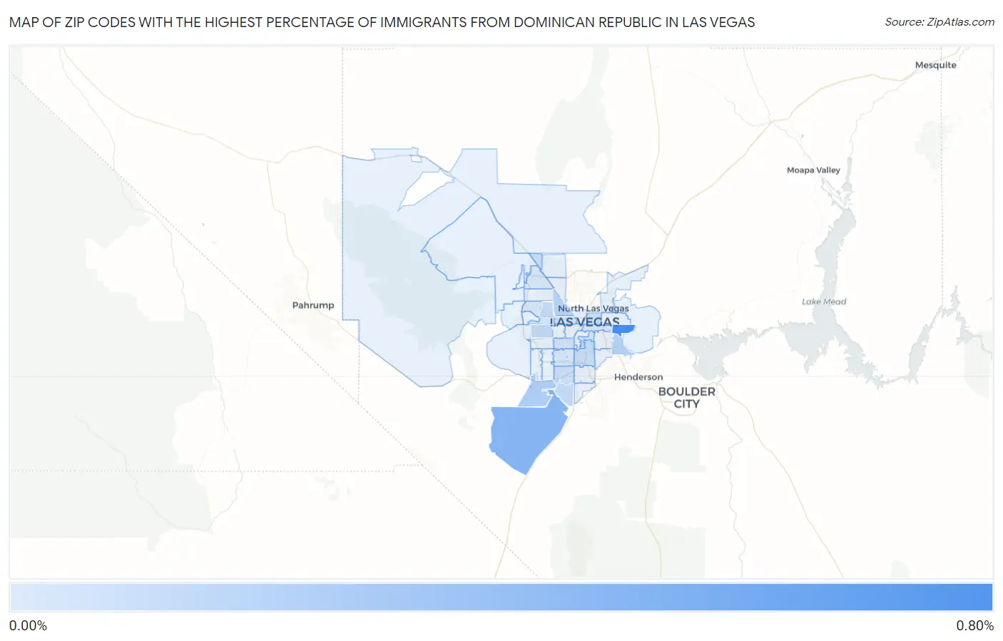 Zip Codes with the Highest Percentage of Immigrants from Dominican Republic in Las Vegas Map