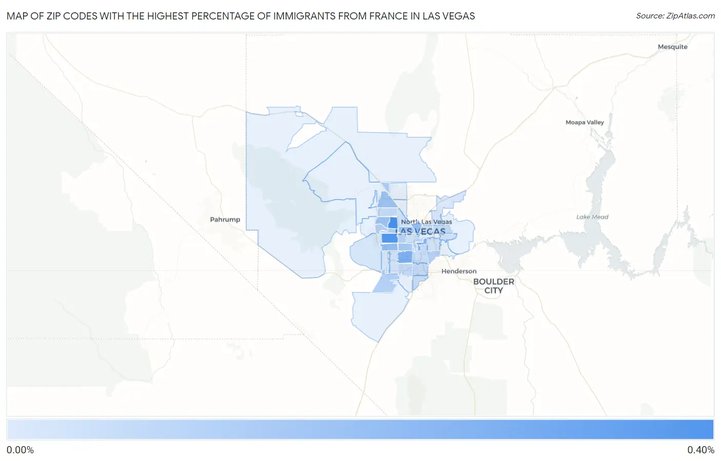 Zip Codes with the Highest Percentage of Immigrants from France in Las Vegas Map