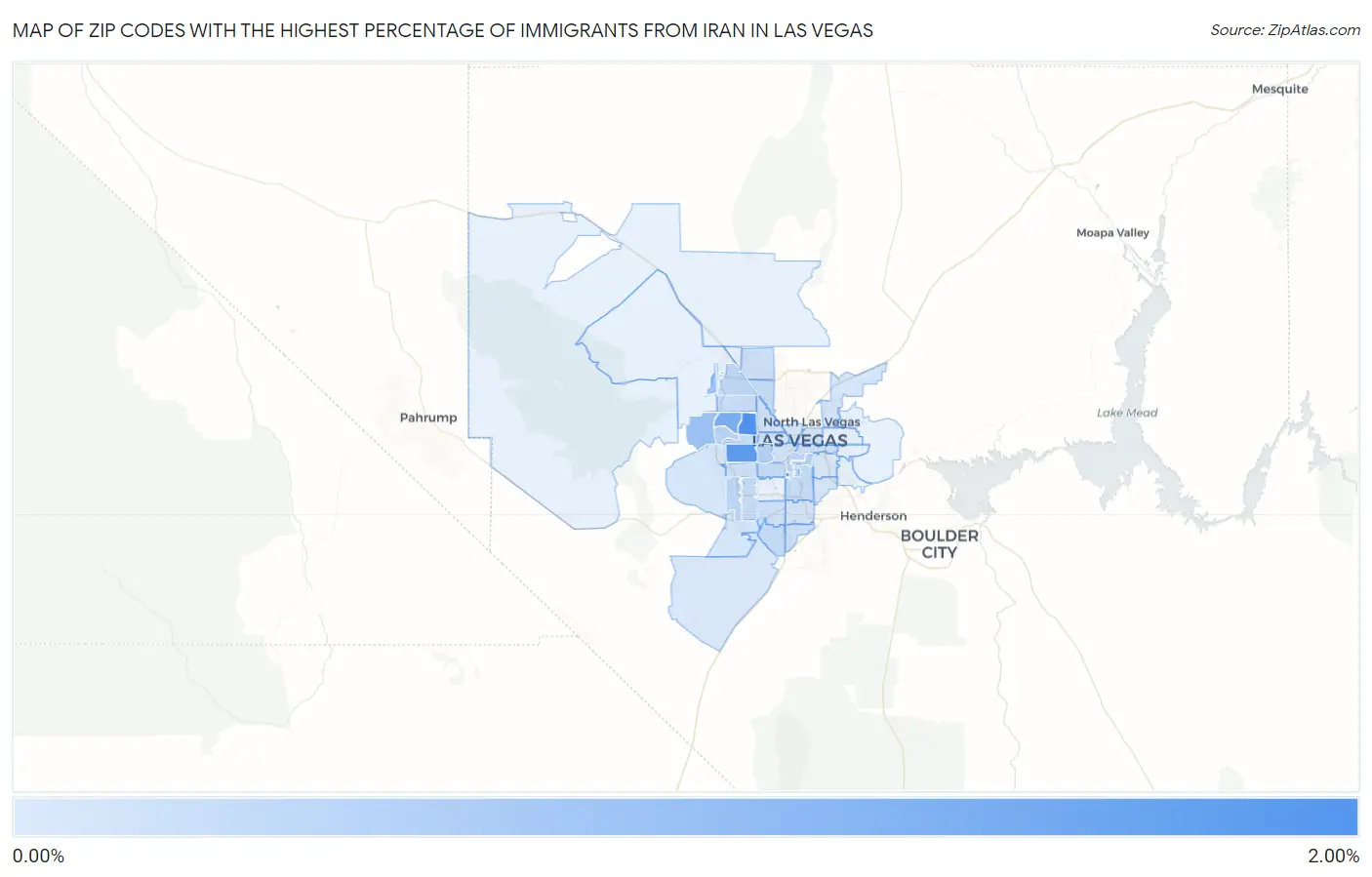 Zip Codes with the Highest Percentage of Immigrants from Iran in Las Vegas Map