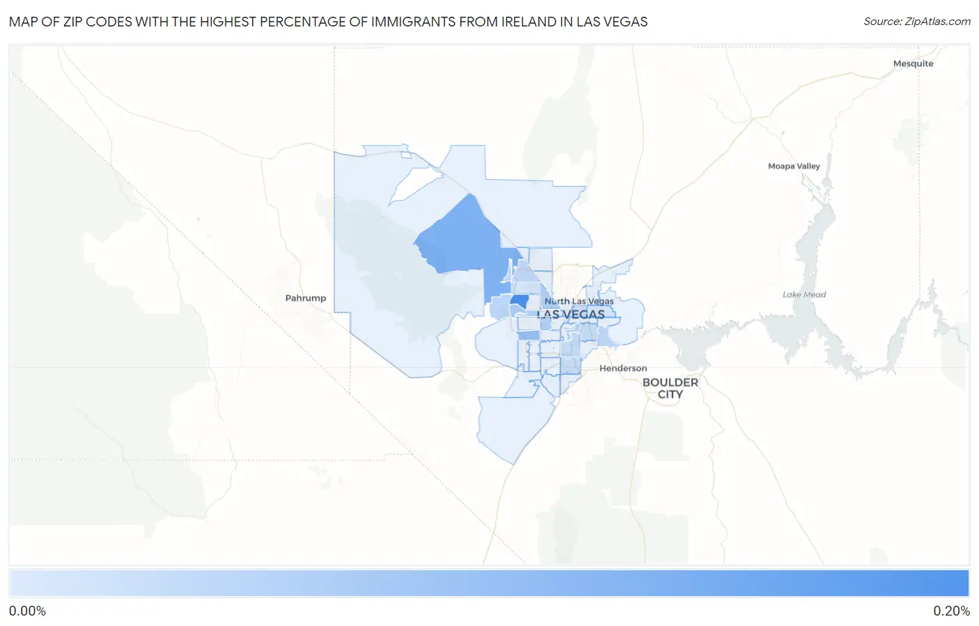 Zip Codes with the Highest Percentage of Immigrants from Ireland in Las Vegas Map