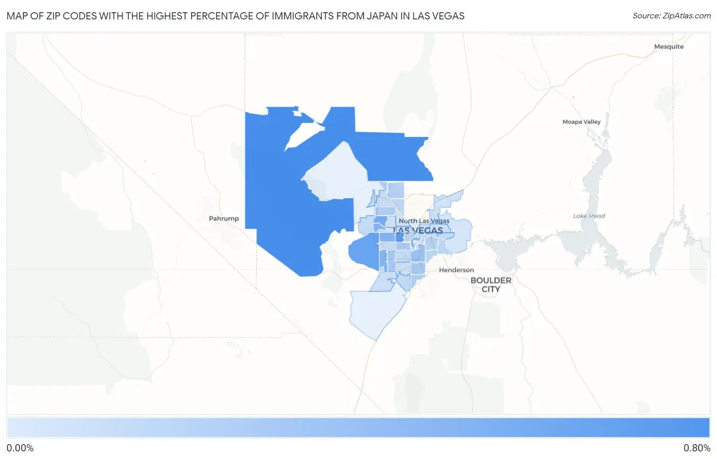 Zip Codes with the Highest Percentage of Immigrants from Japan in Las Vegas Map