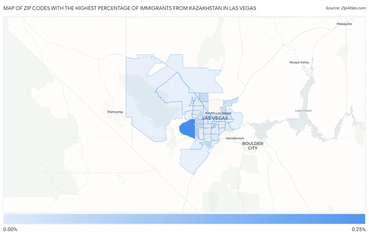 Zip Codes with the Highest Percentage of Immigrants from Kazakhstan in Las Vegas Map