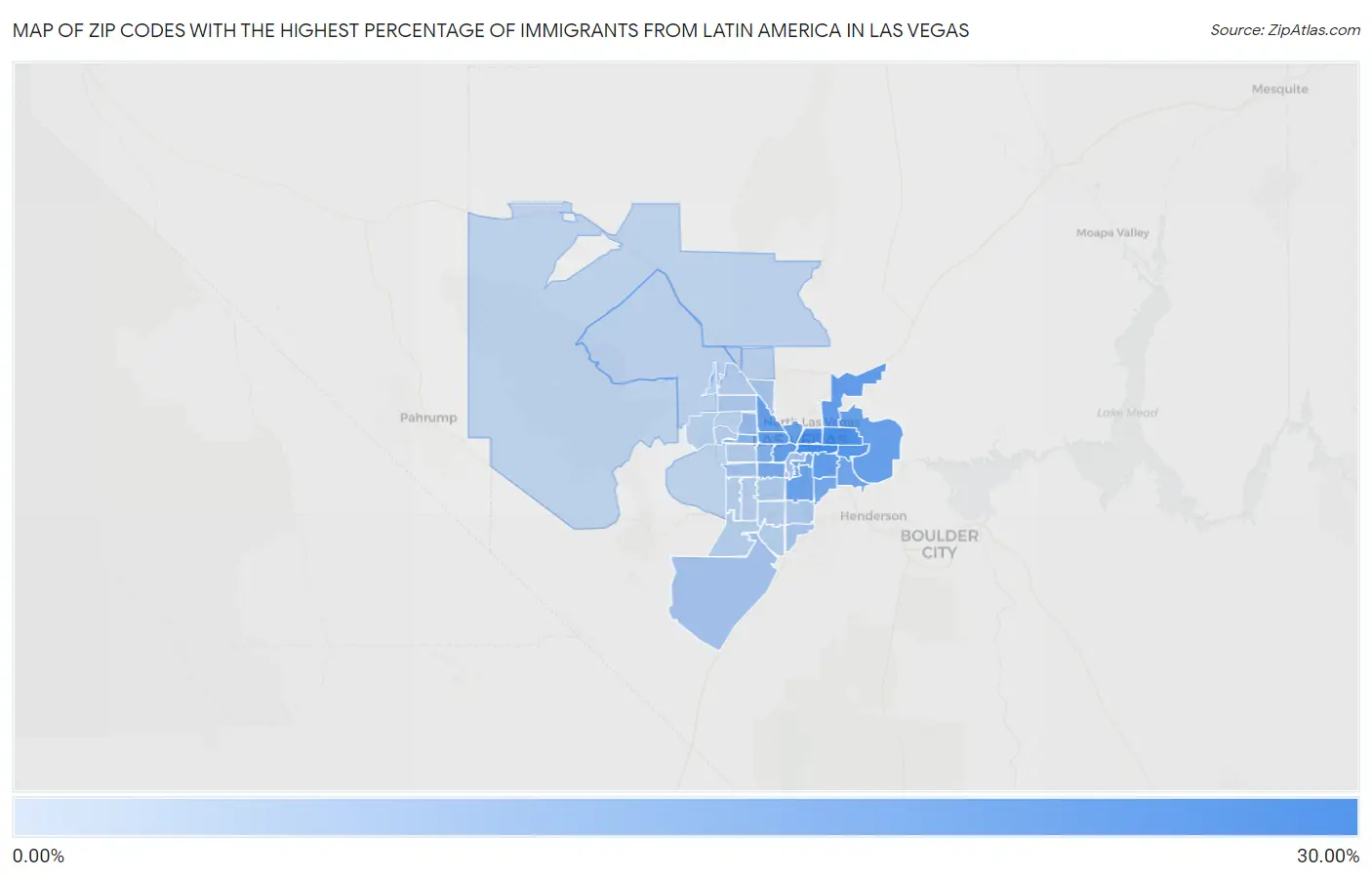 Zip Codes with the Highest Percentage of Immigrants from Latin America in Las Vegas Map